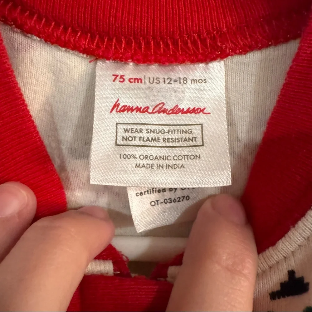Hanna Andersson‎ Pajamas Nordic Christmas Holiday Organic Cotton Onesie 12-18 m